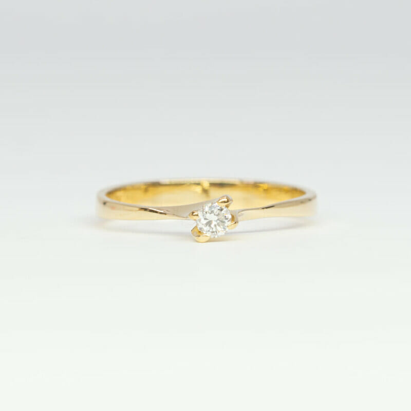 18ct Yellow Gold High-Set Diamond Solitaire Ring Size M #3713