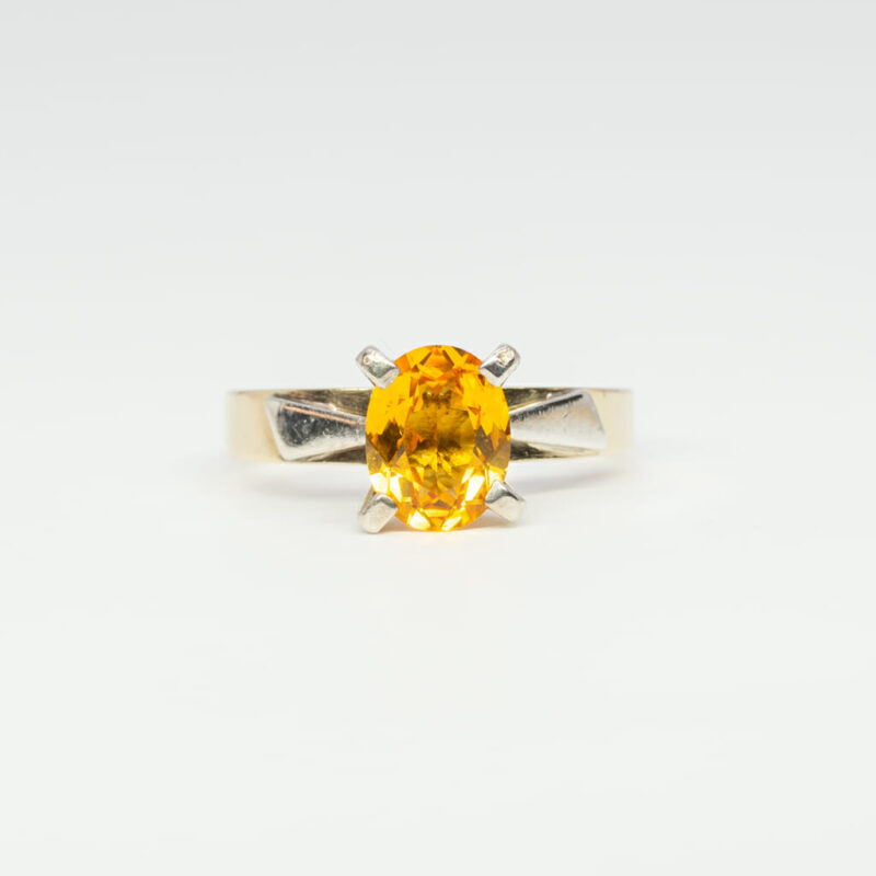 Vintage 9ct Yellow Gold Yellow Sapphire Ring Size M 1/2 #3107-1