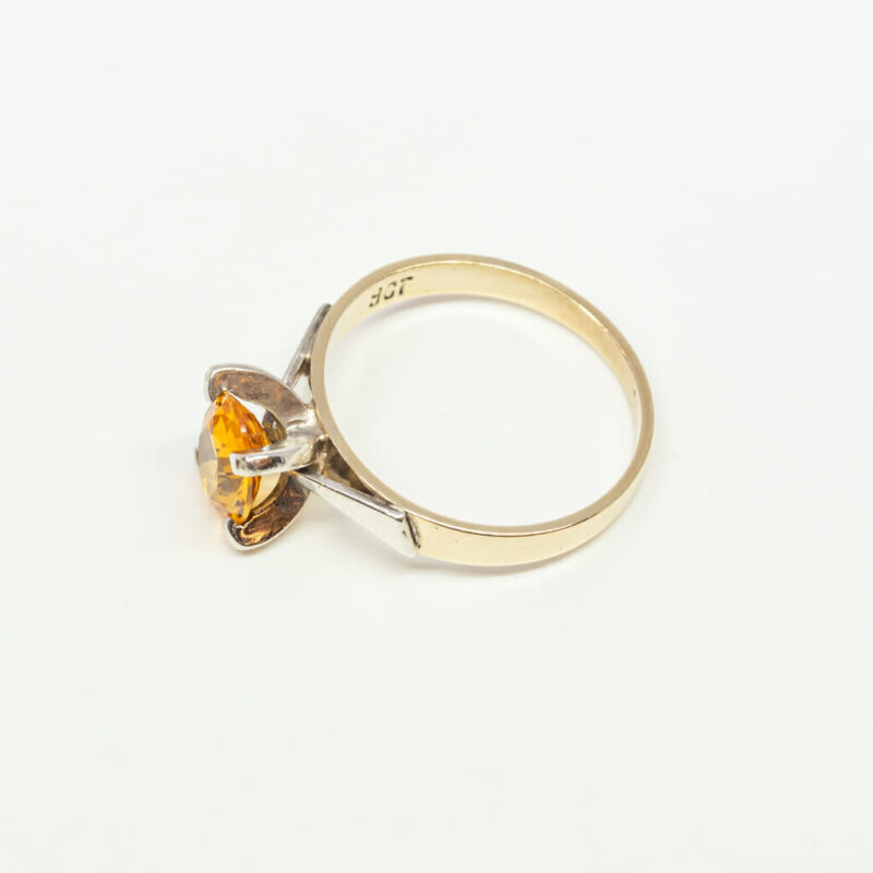 Vintage 9ct Yellow Gold Yellow Sapphire Ring Size M 1/2 #3107-1