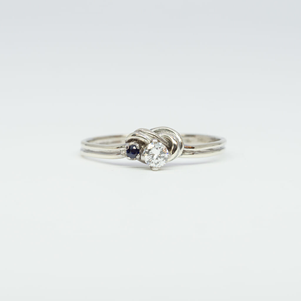 9ct White Gold Diamond & Sapphire Ring Size L 1/2 #8498-1