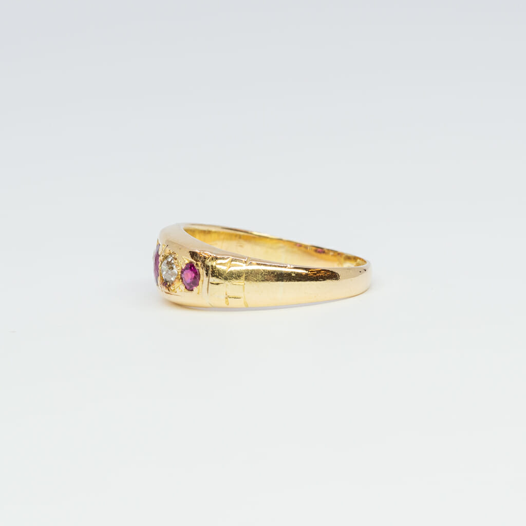 Antique 18ct Yellow Gold Ruby & Old Cut Diamond Ring Size L 1/2 #56430 Antique 18ct Yellow Gold Ruby & Old Cut Diamond Ring Size L 1/2 #56430 - Image 7