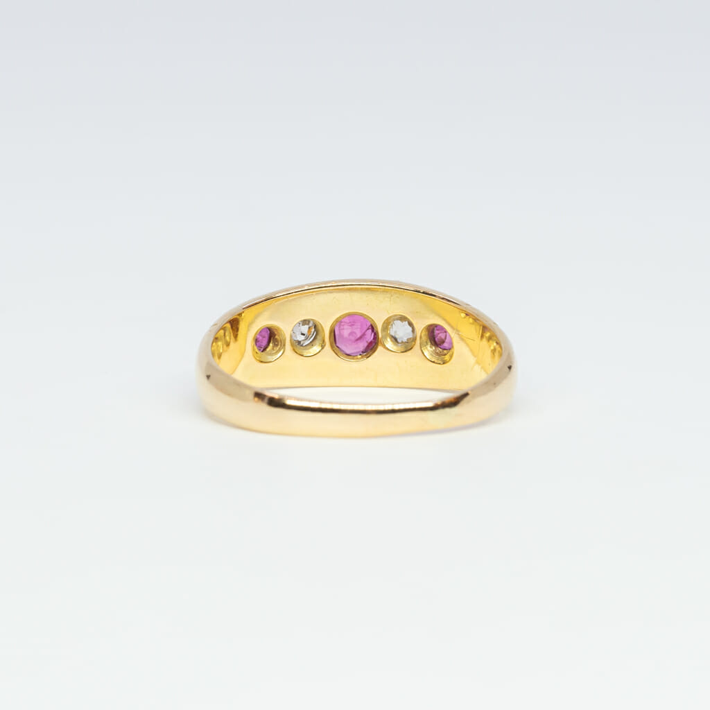 Antique 18ct Yellow Gold Ruby & Old Cut Diamond Ring Size L 1/2 #56430 Antique 18ct Yellow Gold Ruby & Old Cut Diamond Ring Size L 1/2 #56430 - Image 6