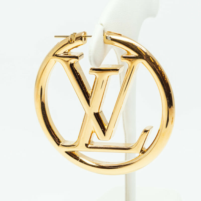 Louis Vuitton Louise Yellow Metal Hoop LV Earrings - In Bag M64288 #60934
