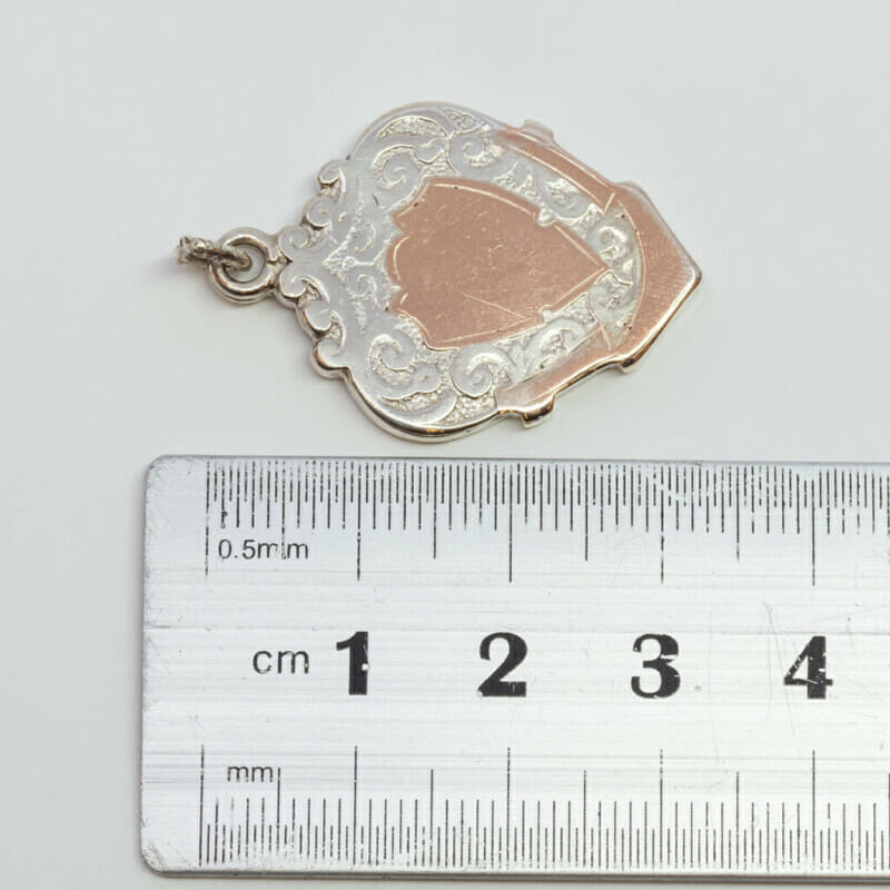 Antique / Edwardian Silver Shield Pendant Circa 1901#5703-1