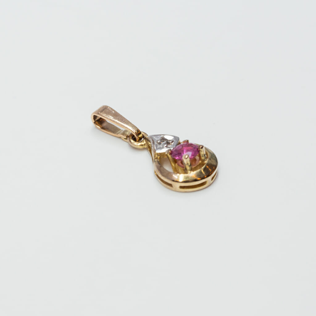 9ct Yellow Gold Ruby & Diamond Drop Pendant #5703-8 9ct Yellow Gold Ruby & Diamond Drop Pendant #5703-8 - Image 7