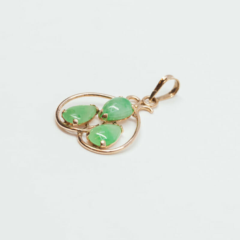 14ct Yellow Gold Jade Pendant #5703-9