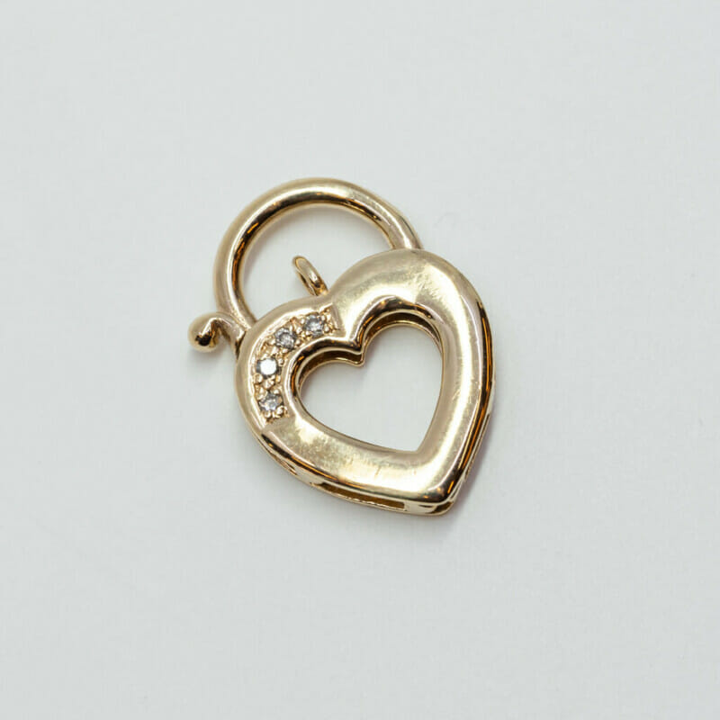 9ct Yellow Gold Diamond Love Heart Clasp #5703-5