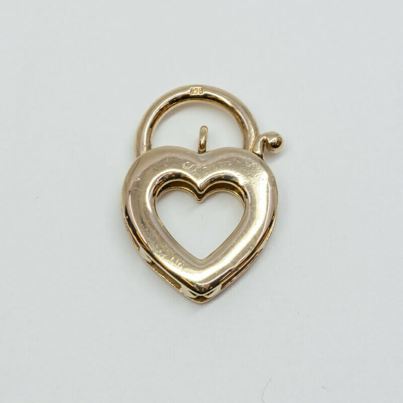 9ct Yellow Gold Diamond Love Heart Clasp #5703-5