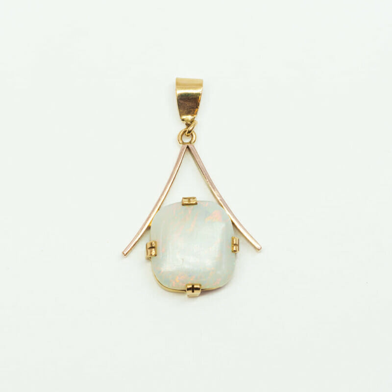 Vintage 9ct Yellow Gold Milky Opal Pendant #61042