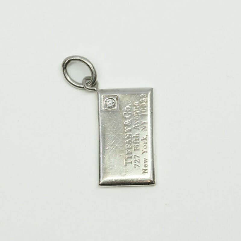 Tiffany & Co Sterling Silver Diamond Envelope Pendant / Charm #61167