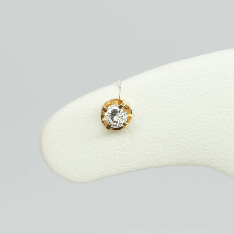 9ct Yellow Gold Round CZ Stud Earrings #858-1