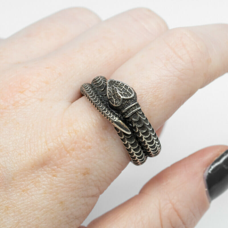 Gucci Silver Garden Snake Design Ring Size 19 / Q #60940