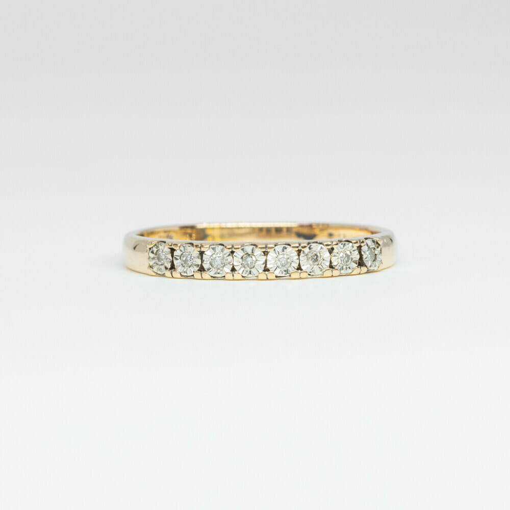 9ct Yellow Gold Round Diamond Band Ring Size P 1/2 #60863 9ct Yellow Gold Round Diamond Band Ring Size P 1/2 #60863