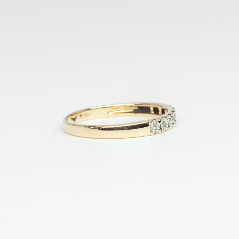 9ct Yellow Gold Round Diamond Band Ring Size P 1/2 #60863 9ct Yellow Gold Round Diamond Band Ring Size P 1/2 #60863 - Image 6