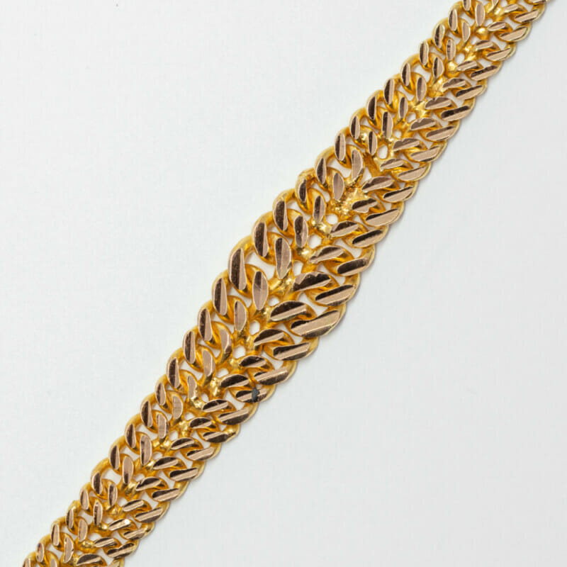 18ct Yellow Gold Double Curb Mesh Bracelet 16cm #60875