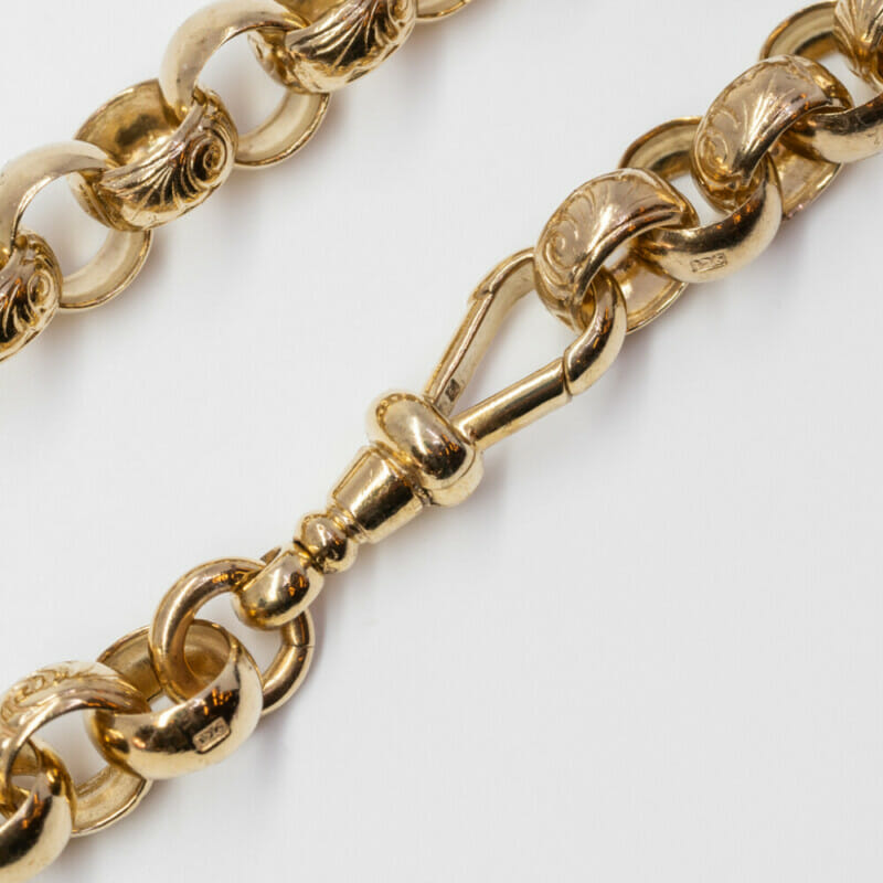 Vintage 9ct Yellow Gold Belcher Link Bracelet 21.5cm Albert Clasp #60784