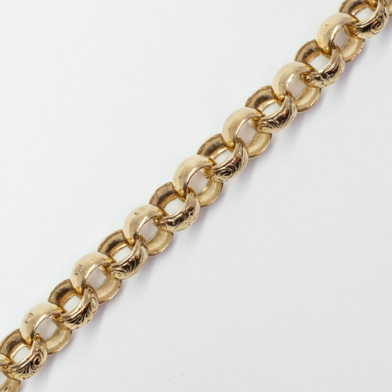 Vintage 9ct Yellow Gold Belcher Link Bracelet 21.5cm Albert Clasp #60784