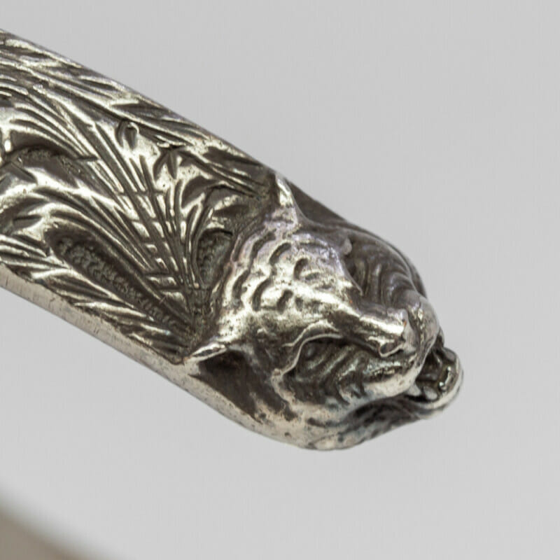 Gucci Silver Feline Head Cuff Bangle / Bracelet #60941