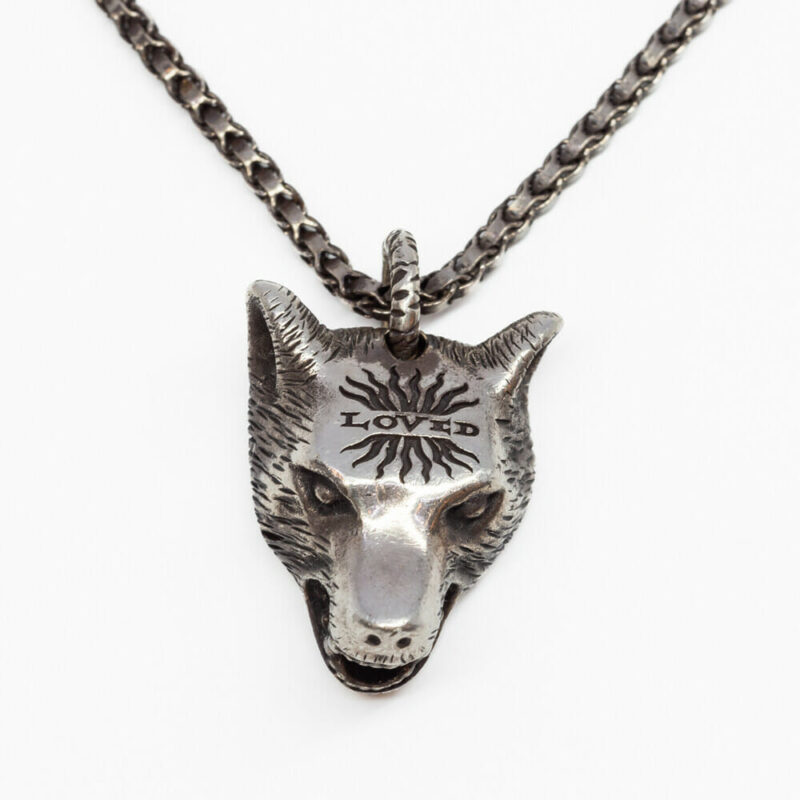 Silver Gucci Necklace Anger Forest Loved Wolf Head on Chain #60939