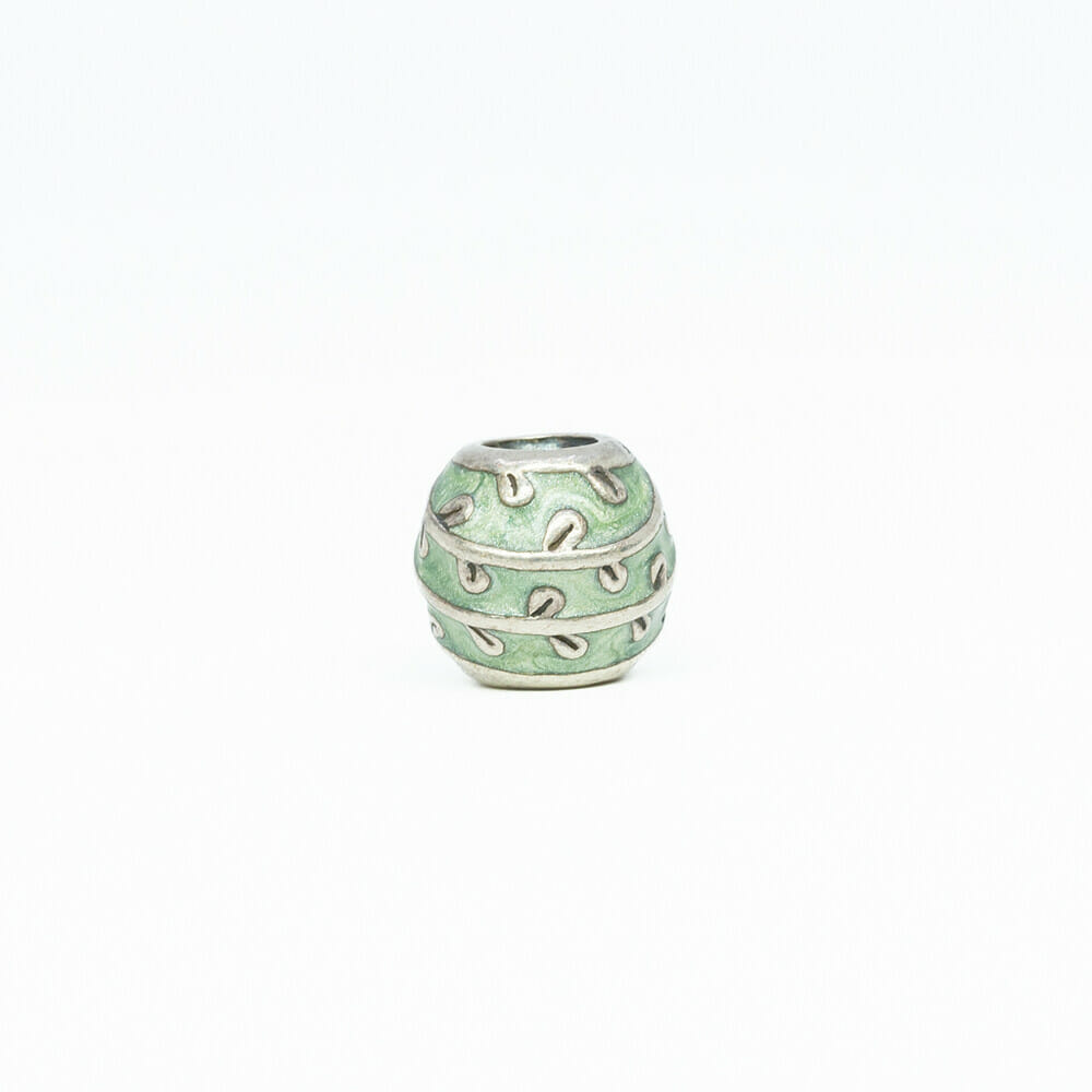 Pandora Sterling Silver Vine Leaves Green Enamel Charm #61255-38