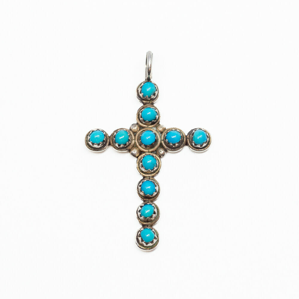 Sterling Silver Turquoise Cross Pendant #61255-20