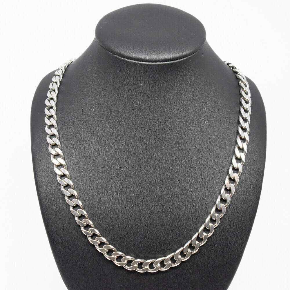 Solid Sterling Silver Curb Link Chain Necklace 58cm #61004