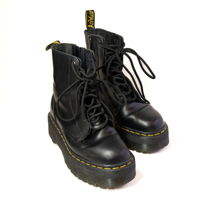 DR Martens Jarrick 8 Tie Black Smooth Platform Boots Size UK4 US6 EU37 #61186