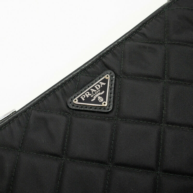 Prada Quilted Tessuto Nylon Chain Black Convertible Shoulder Bag 1BH026 + COA #60944
