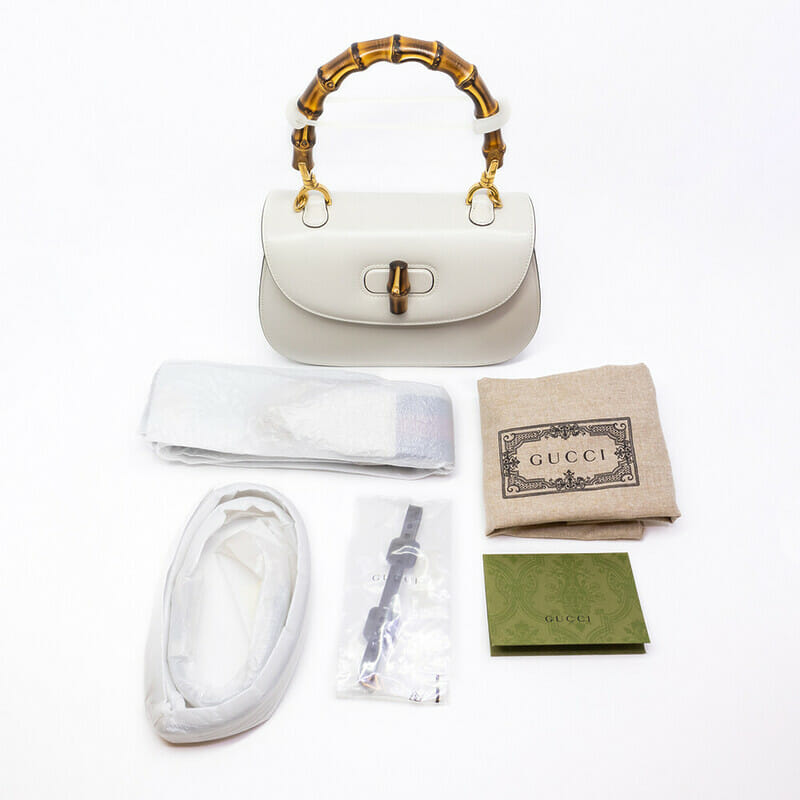 (As New) Gucci Bamboo 1947 Small Top Handle Bag - White + Receipt, Straps, Dust Bag #61509