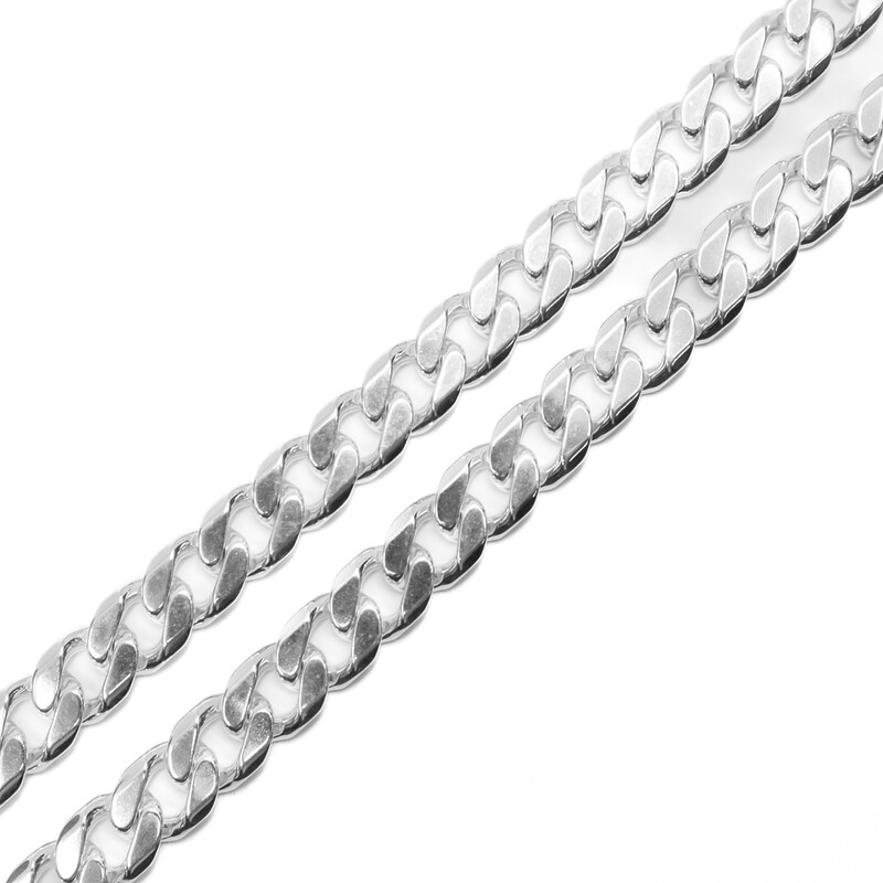 *New* Heavy Sterling Silver Wide Bevelled Curb Diamond Cut Chain Necklace 55cm #61672