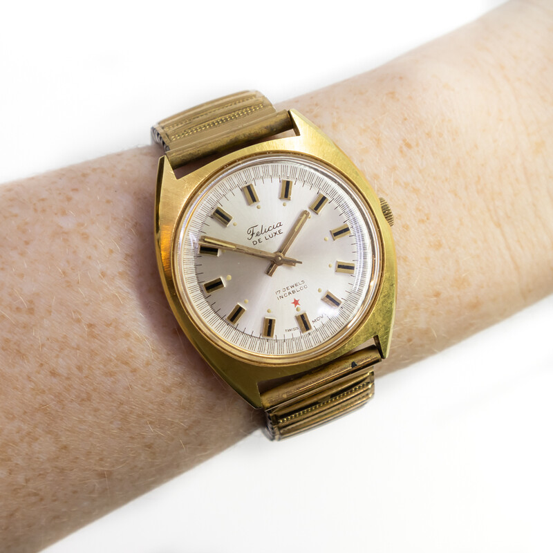 Vintage Felicia De Luxe 17 Jewels Incabloc Manual Watch 36mm #4870-1