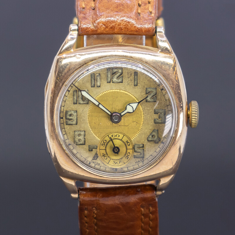 Antique 9ct Yellow Gold Australian Hantily Manual Watch C.1930 (Swiss Made Titan Movement) #61536