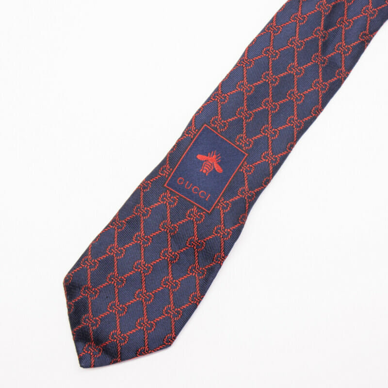 Gucci Men's Tie Silk Mens Red & Blue GG Geometric Monogram #61171