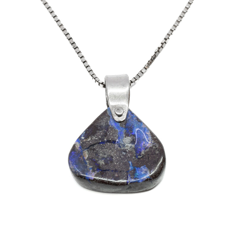 Sterling Silver Necklace & Boulder Opal Pendant #61255-27