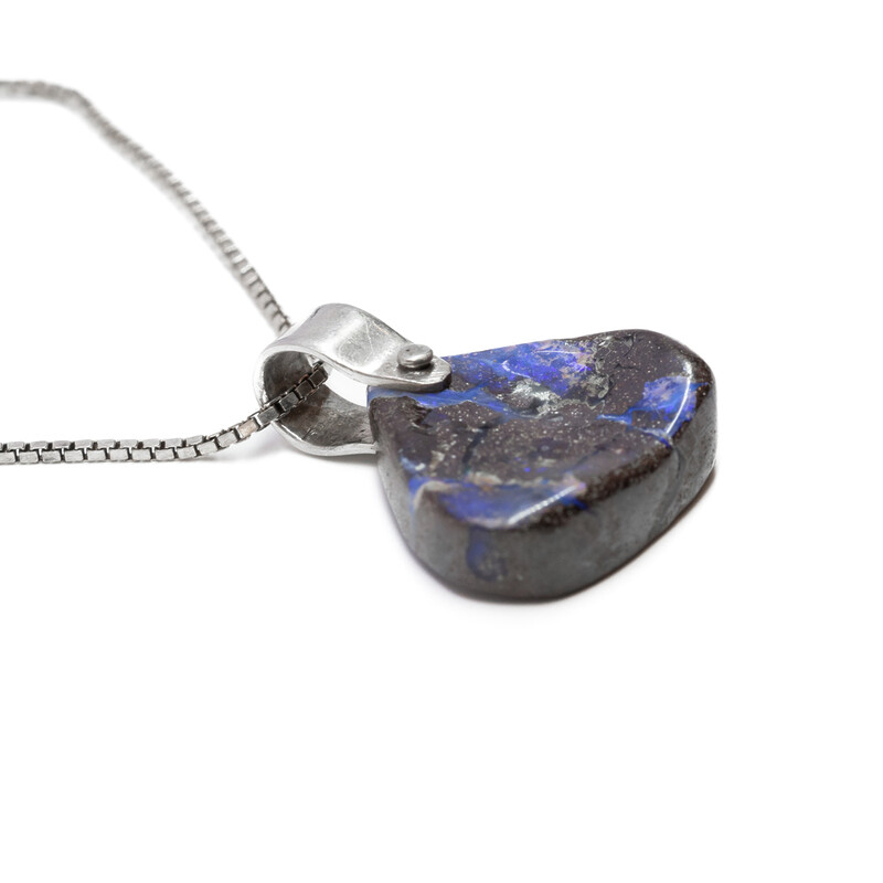 Sterling Silver Necklace & Boulder Opal Pendant #61255-27