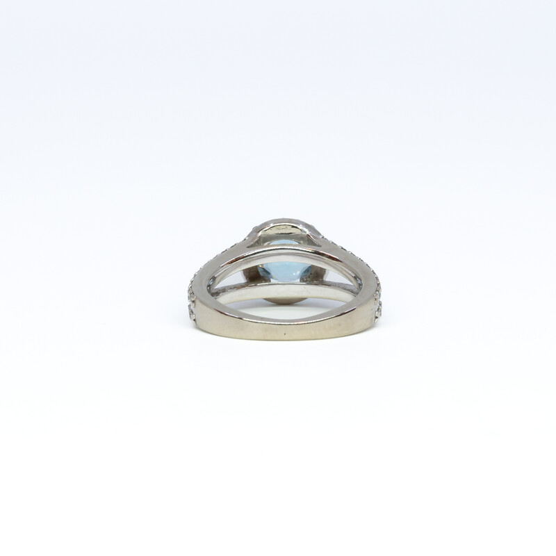 9ct White Gold Blue CZ Dress Ring Size I #61110