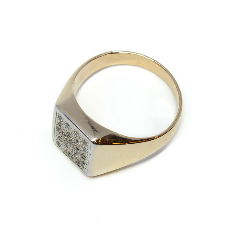 9ct Yellow Gold Diamond Signet Ring Size V1/2 #59463