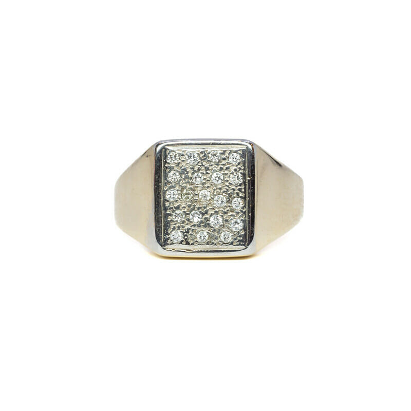 9ct Yellow Gold Diamond Signet Ring Size V1/2 #59463