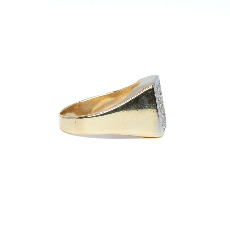 9ct Yellow Gold Diamond Signet Ring Size V1/2 #59463