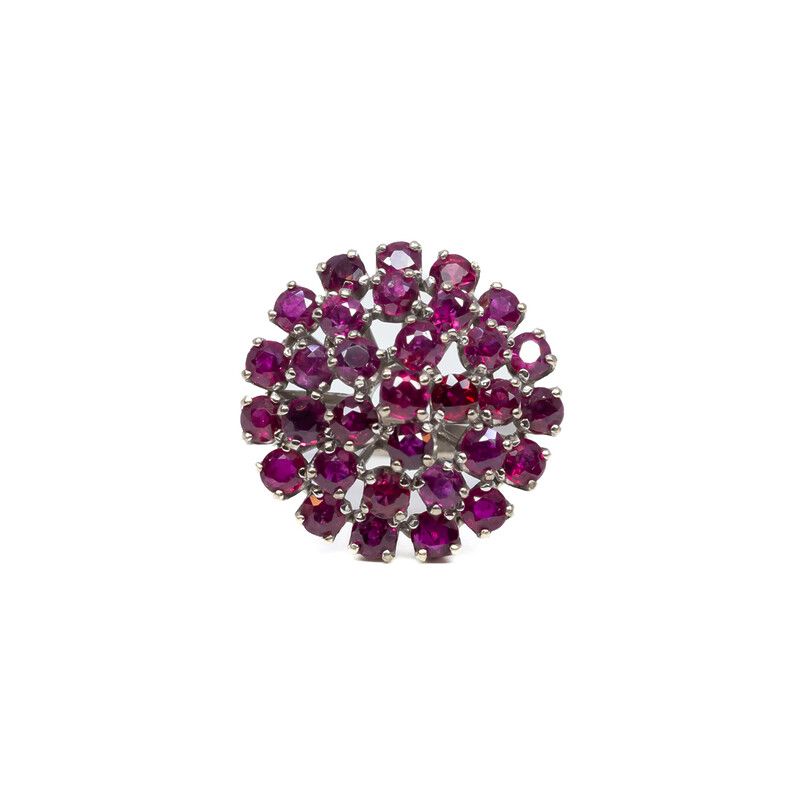 14ct White Gold Natural Ruby Cluster Ring Size M 1/2 #60827