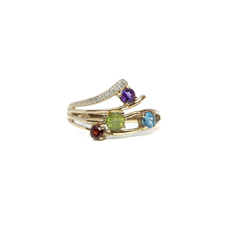 9ct Yellow Gold Multi-Stone Cocktail Ring Size N1/2 #61447