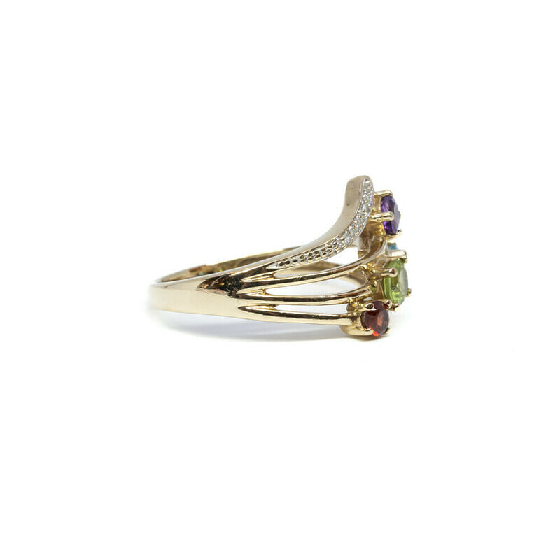 9ct Yellow Gold Multi-Stone Cocktail Ring Size N1/2 #61447