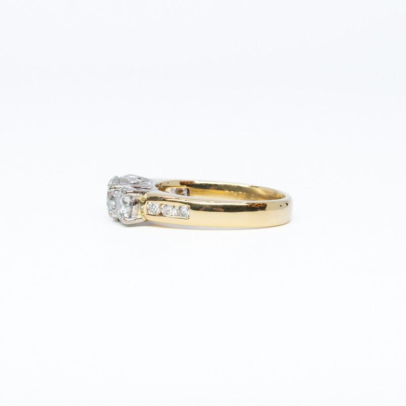 18ct Multi-Tone Gold 2.0ct TW Trilogy Diamond Ring Size N 1/2 Val $12,400 #60906