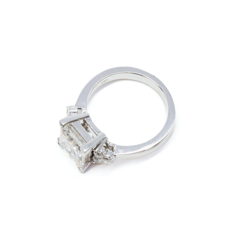 18ct White Gold 3.2ct Princess Cut Diamond (+ 0.21ct) Ring Val $20,000 #59840