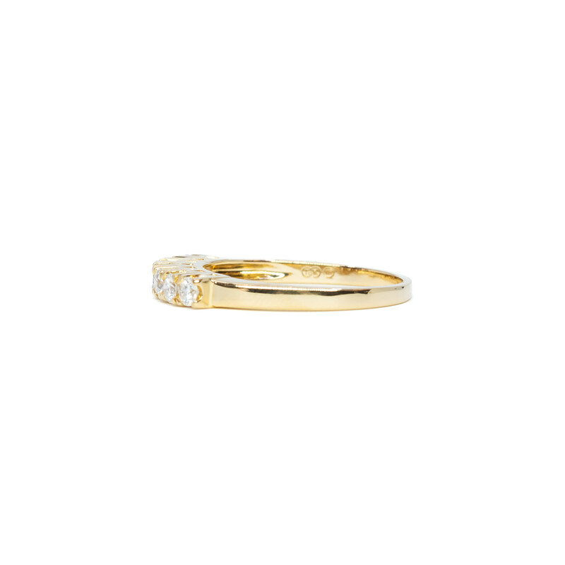 18ct Yellow Gold Diamond Set Bridge Band Ring Size N #61376