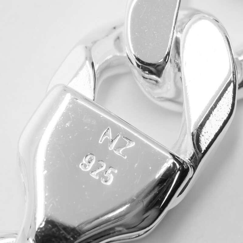 *New* Heavy Sterling Silver Bevelled Curb Diamond Cut Bracelet 21cm #61668