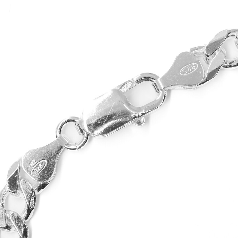 *New* Sterling Silver Bevelled Curb Diamond Cut Bracelet 21cm #61666
