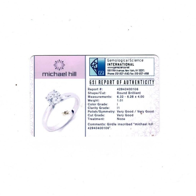 14ct White Gold 1.01ct Diamond Solitaire Ring Size K+ Certificate RRP $9999 #61153