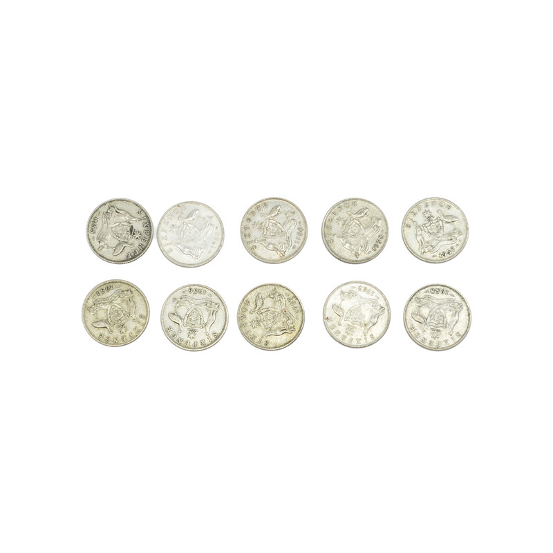 10x Australian Sixpence Coins 6P 6D 50% Silver Post-War Bundle 40s/50s/60s