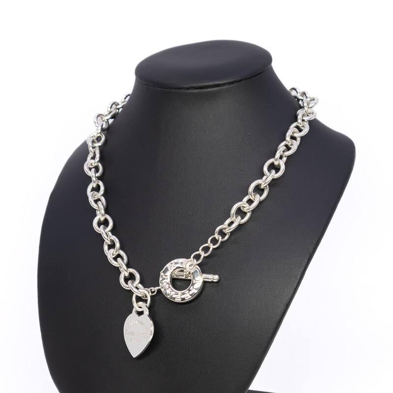 Tiffany & Co Silver Heart Tag Toggle Necklace Return to Tiffany #61224